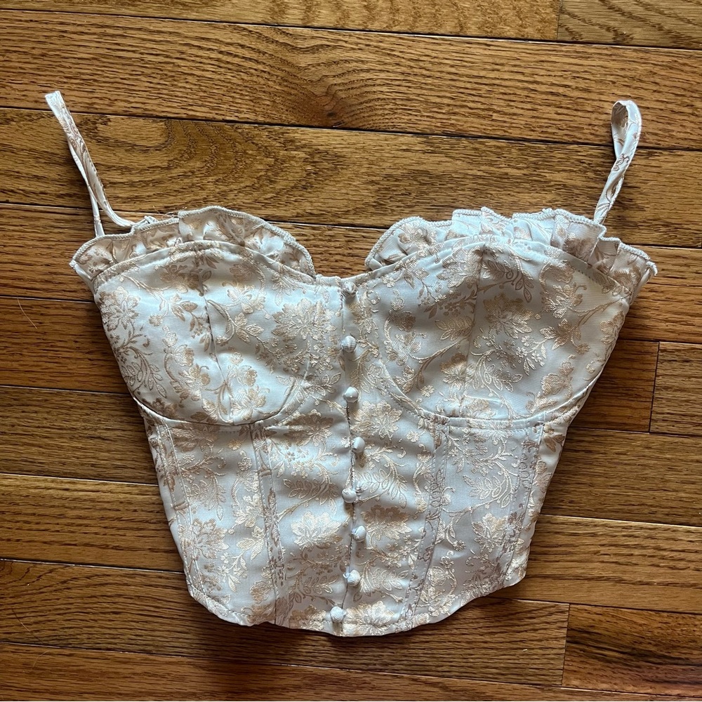 Gold & Cresm Floral Corset Top